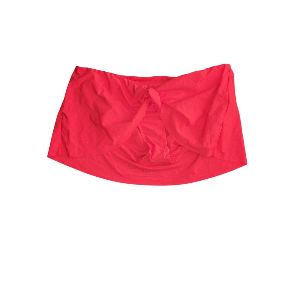 Time & Tru Swim Skirt 1X Women's Orange Knotted Front Pull On Stretch Summer